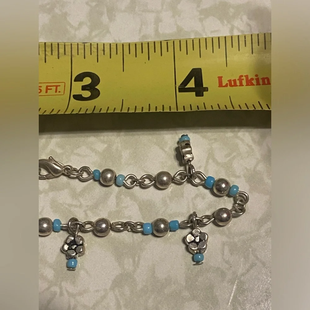 Silver Tone Flower Bracelet #7638